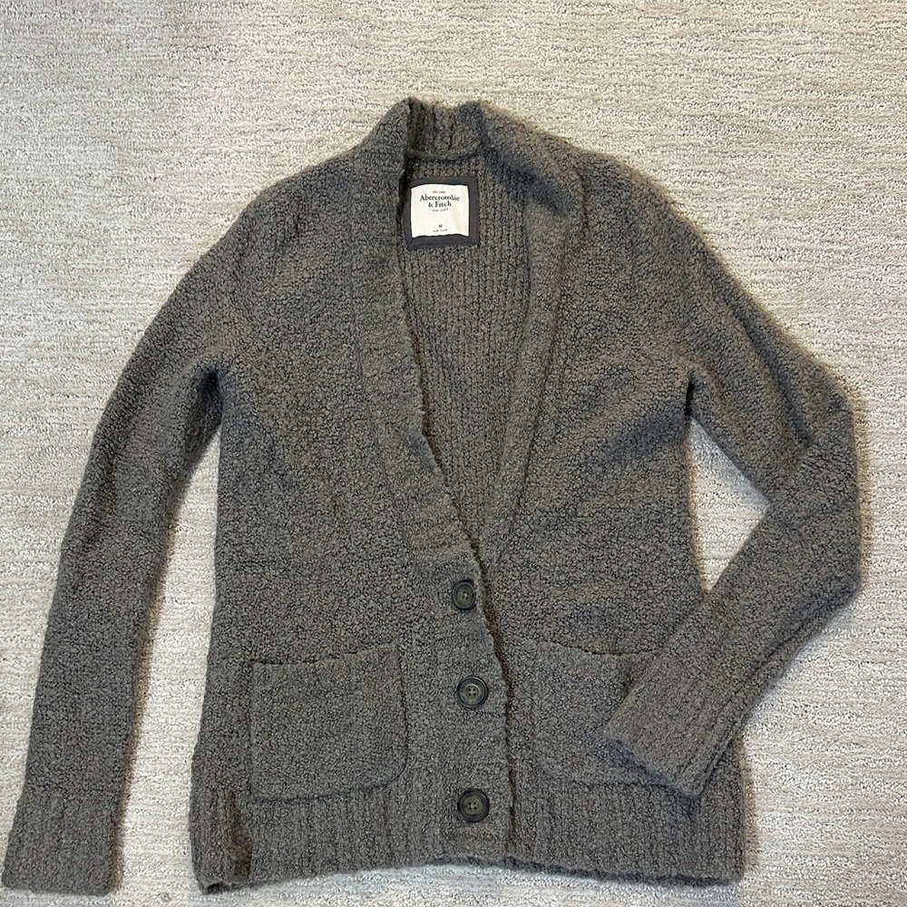 Abercrombie & Fitch Gray Cardigan Sweater